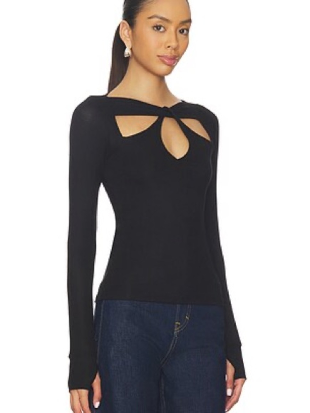 Anthropologie Ribbed Cut-Out Twist Knit Top – Size Small